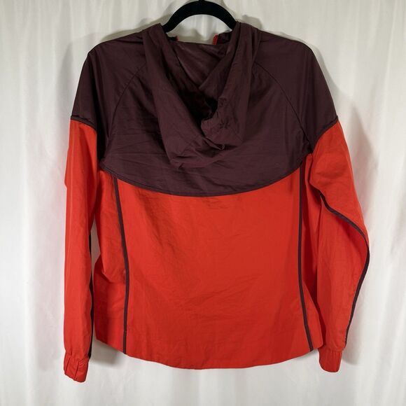 Nike Windbreaker Jacket Women's Medium Orange Two Ton Full Zip Hooded - Picture 11 of 13